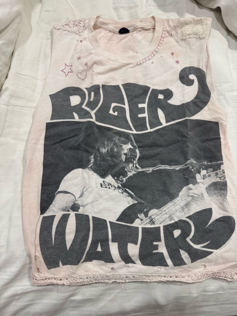 LoveShackFancy Pale Pink Roger Waters Graphic Muscle Tee